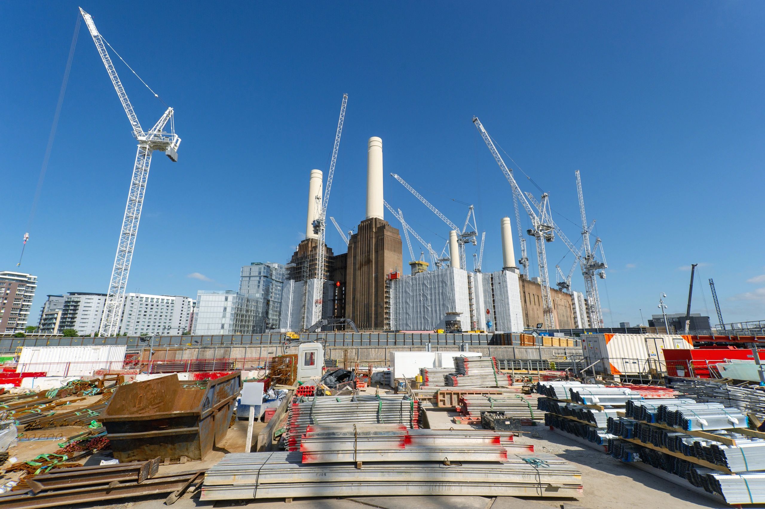 Weather barrier installation on a construction site